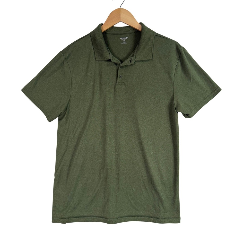 Old Navy Core Polo Mens Large Green Active Short Sleeve Performance Shirt